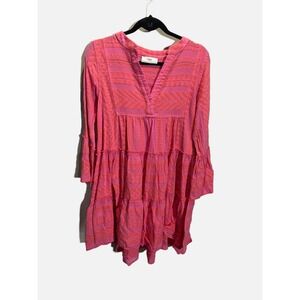 Devotion Twins Ella Dress Womens XS Pink Orange Geometric Boho Mini Resortwear